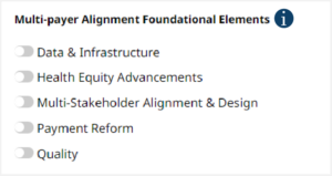 Multi-payer Alignment Foundational Elements: Data & Infrastructure, Health Equity Advancements, Multi-Stakeholder Alignment & Design, Quality